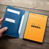 Rhodia Cover No. 13 Horizontal, Genuine Leather (Made in Japan) with One Notepad (Greige Ash)