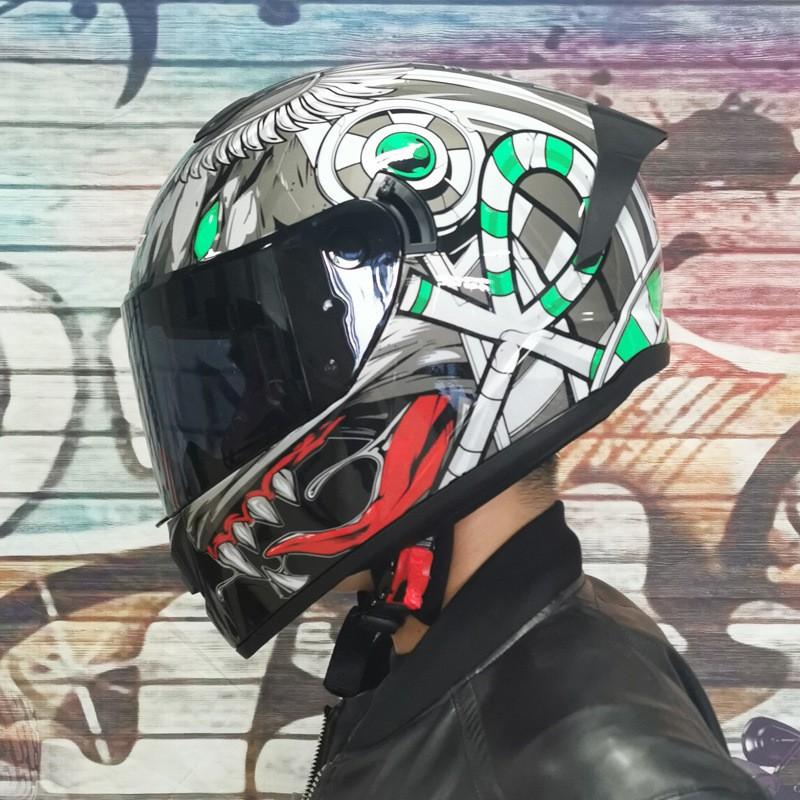 Full Face Motorcycle Helmet Men Dual Visor Aerodynamic Tail Winter Use