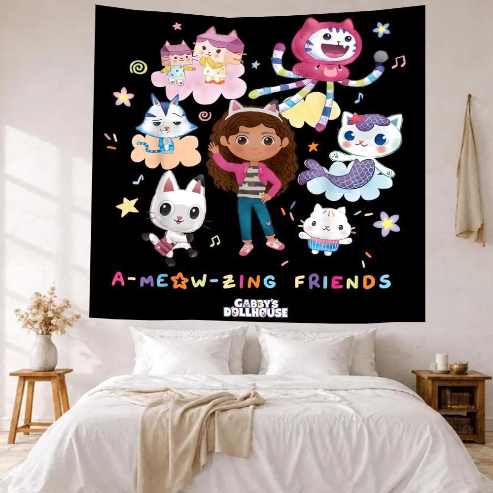 Cartoon Cute Gabbys8 Wall Decor Tapestry Art For Pet Memorial Birthdaywedding Party Backdrop Family Gift