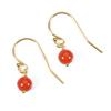 Mediterranean Coral Earrings Round Ball Hook Gold Filled Undyed