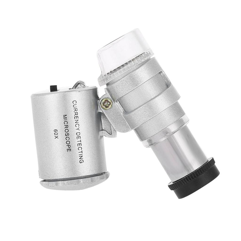 LED Microscope 60X Magnifying Glass, Portable   Magnifier with   Light, Bright LED Lights for Jewelry and Currency Inspection, In-Depth Lo