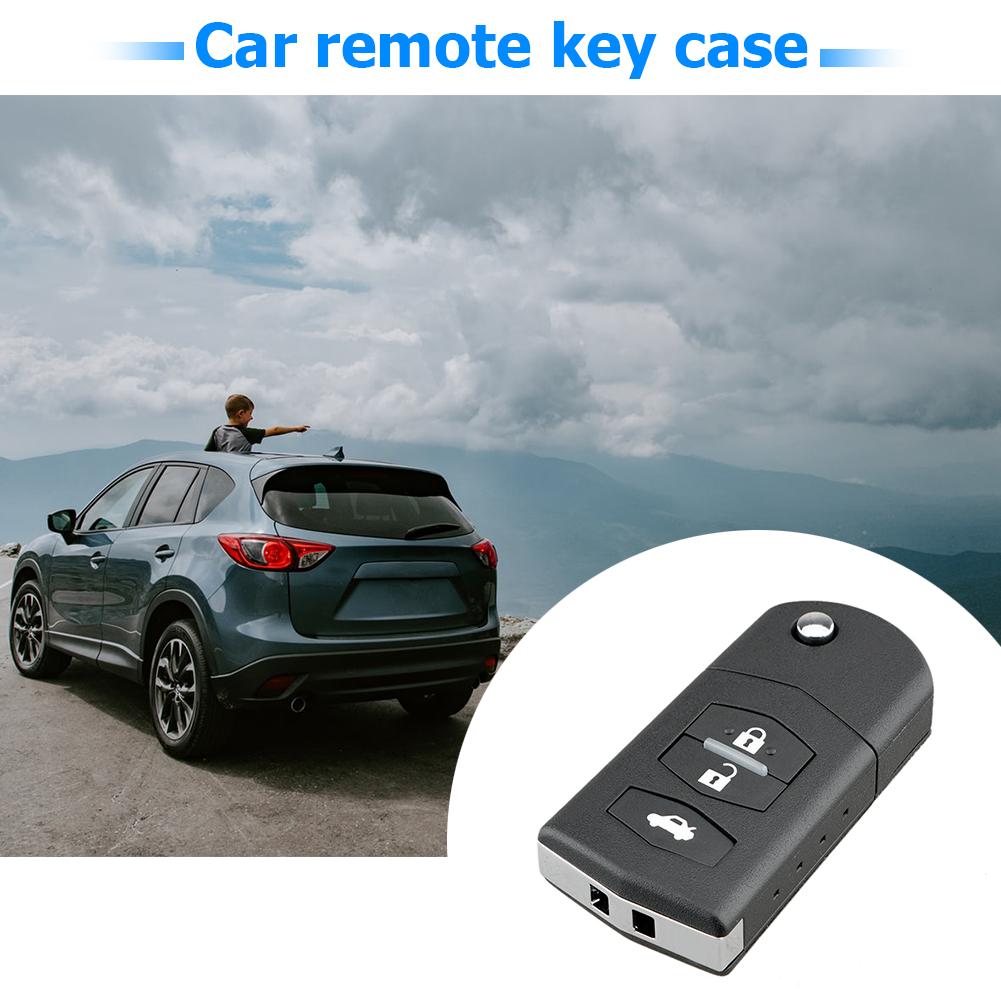 Корпус дистанционного ключа автомобиля, 3 кнопки, складной чехол для ключа, пустая крышка, замена для Mazda 2 3 5 6 RX8 MX5, черный 68x34x17 мм