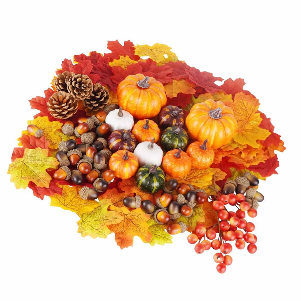 162 шт. Набор искусственных украшений для урожая, реалистичные кленовые листья, желуди, тыквы, украшения для домашнего стола