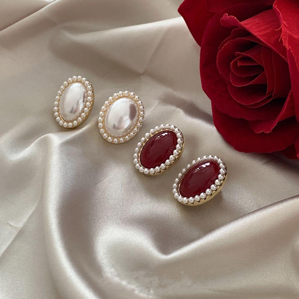Ретро Темперамент Элегантный Корейский Стиль Серьги-гвоздики с жемчугом Женские Серьги Модные Украшения