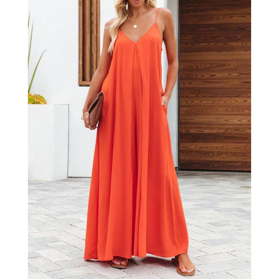 Женские повседневные комбинезоны, летние свободные комбинезоны без рукавов, регулируемые длинные брюки с карманами