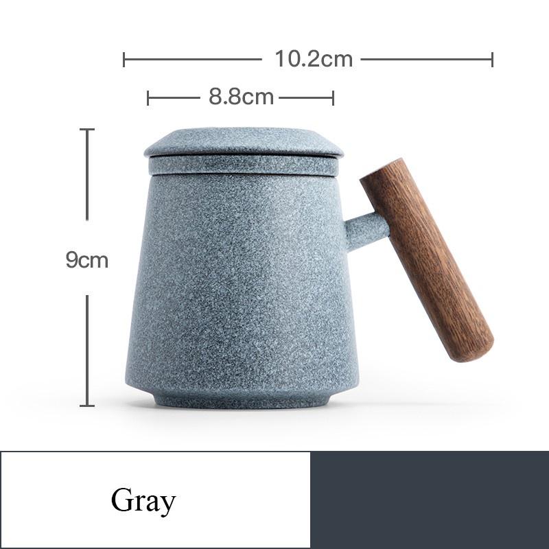 Керамическая кружка 320 мл с глазурью «Голубой камень» и простым фильтром для заваривания чая