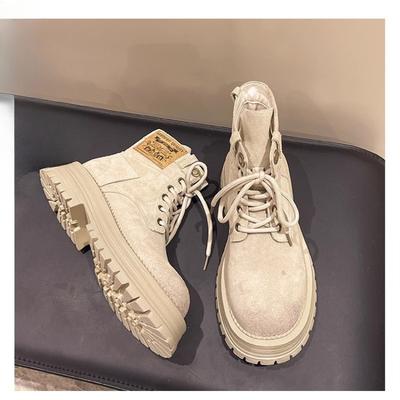 Женская обувь Рабочие ботинки Ботильоны Новые женские ботинки на толстой подошве Матовые ботинки в стиле ретро