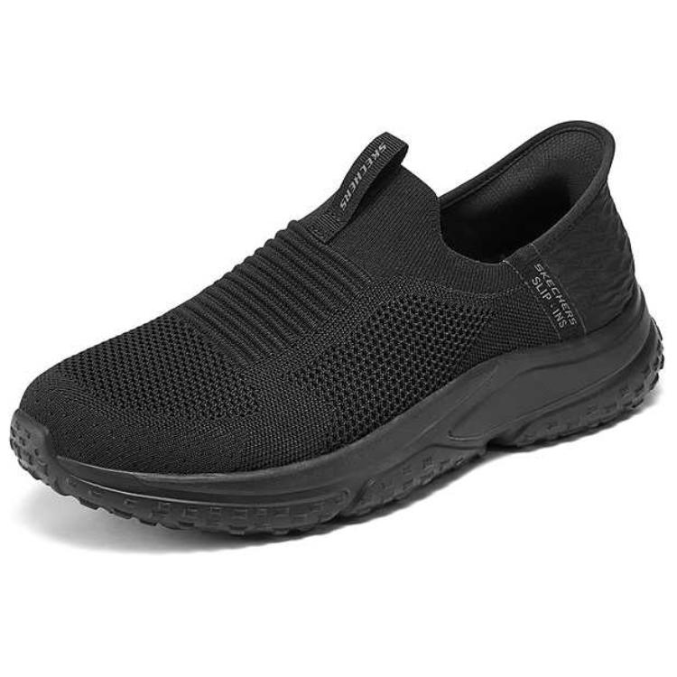 Skechers Solvano Кроссовки-слипоны Дышащие Прочные Низкие Повседневные Обувь Мужские кроссовки Черный 210954-BBK