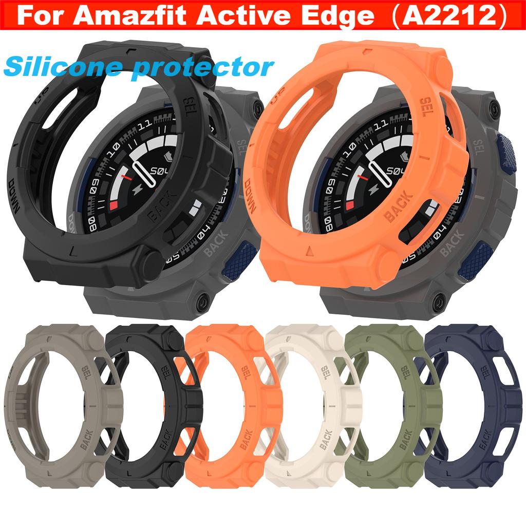 Силиконовый чехол для умных часов Amazfit Active Edge, бампер, полная защита, защитная пленка для экрана, аксессуары для умных часов