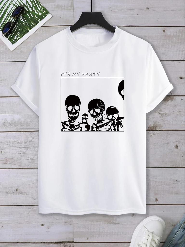 Мужская футболка свободного кроя с графическим принтом черепа, высокого качества, повседневная, модная, женская футболка с коротким рукавом, парная футболка 2025