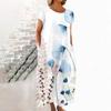 Fashion Women's Summer Round Neck Casual Fashion Printed Pullover Short Sleeve  Dress