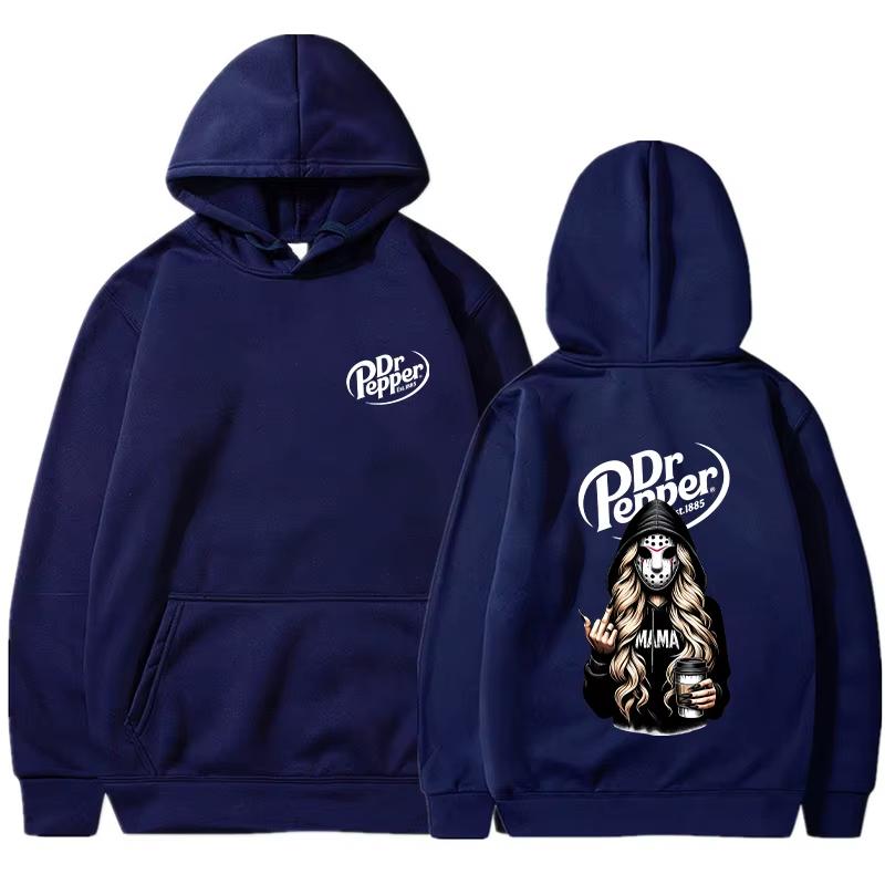 Худи с принтом Хэллоуин Harajuku 'Killer Mama Dr Pepper' Мужское Женское Повседневная Мода С Длинным Рукавом Унисекс Уличный Стиль Пуловер