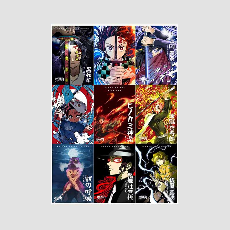 Японский комикс фильм «Убийца демонов» поезд «Муген» аниме-постеры Kimetsu No Yaiba Белый бумажный постер Художественная роспись настенное украшение Фреска Домашний декор