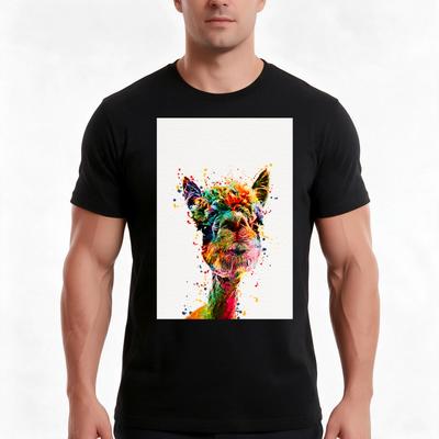Llama Watercolor Art Work Alpaca Tshirt Summer Casual Cotton Tee Oversized Streetwear Tops Vintage Graphic Print