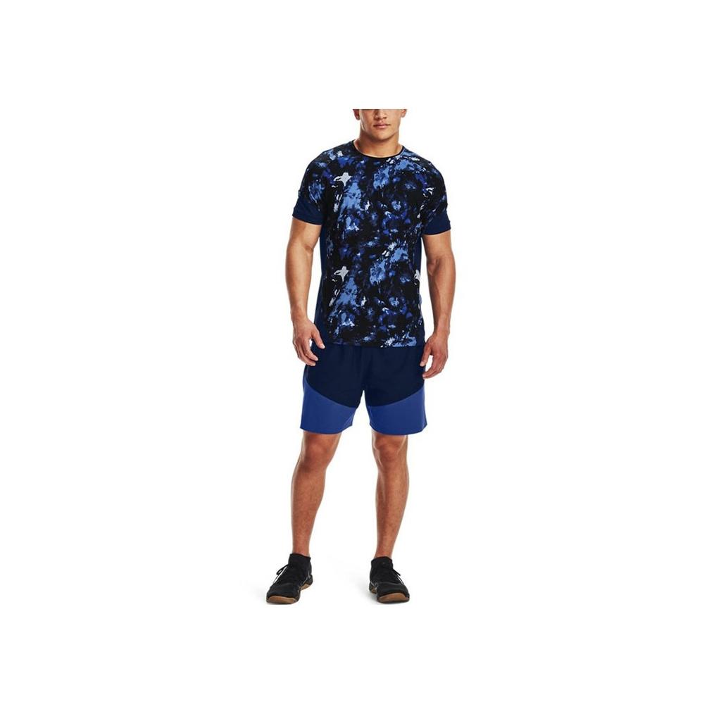 Under Armour Серия Woven легкие эластичные тканые тренировочные шорты с цветными блоками мужские шорты темно-синие 1366167-408