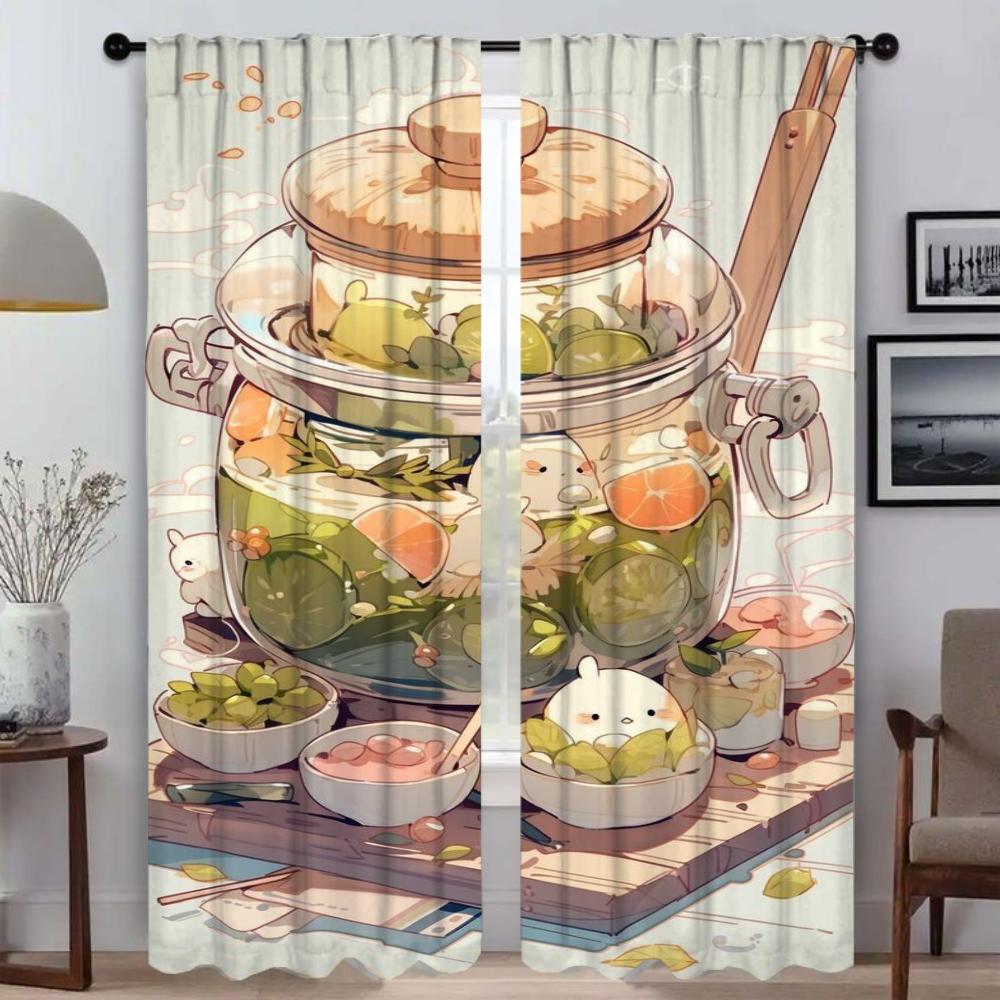 Summer Kitchen Curtains for Camera Modern Living Room Curtains 2 Pieces Tulle for Bedroom Shades Halloween Decoration Partition