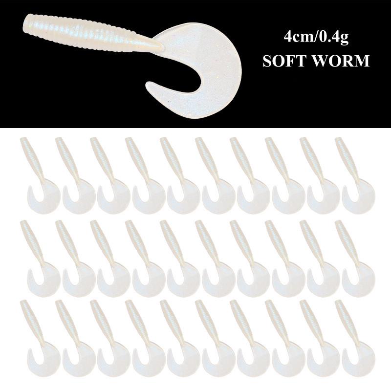 Рыболовный набор с мягкой приманкой и спиральным хвостом 4 см, грузилом и крючками