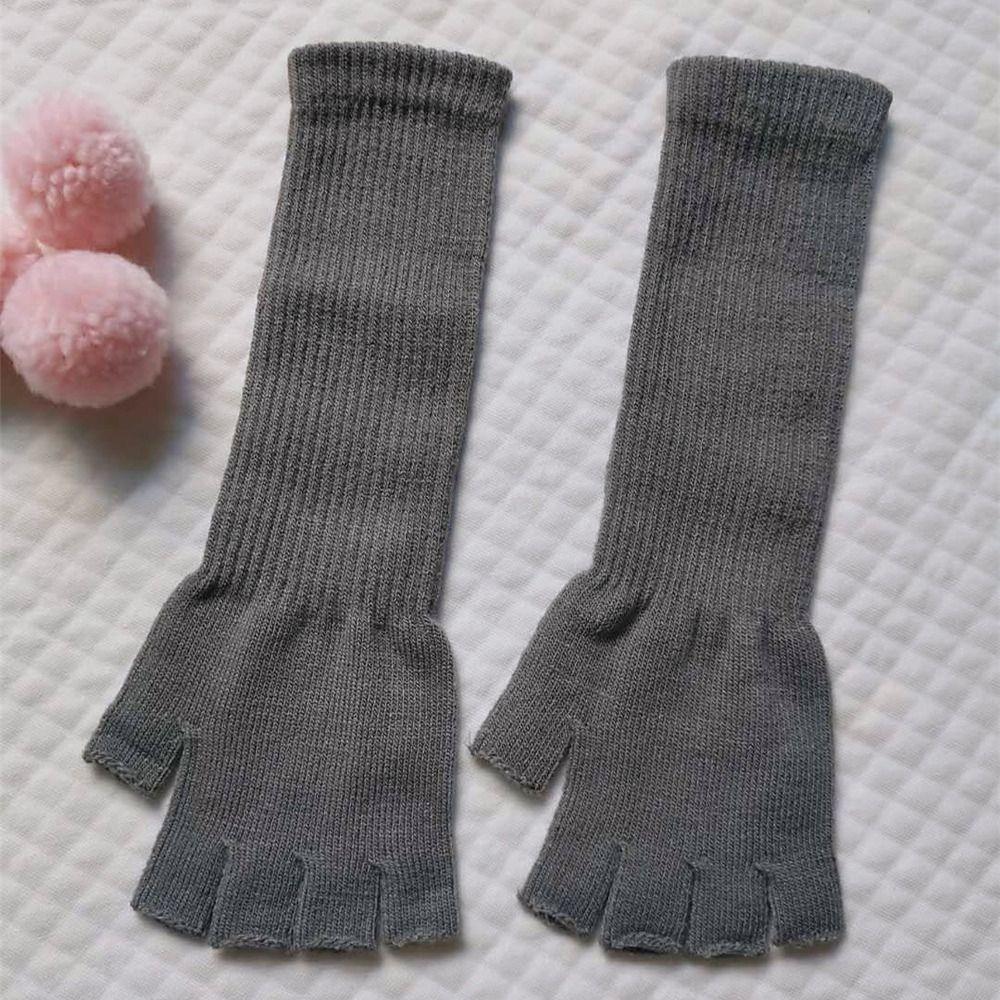 Autumn Winter Warm Knitted Half Finger Gloves Elbow Long Arm Warmers Work Gloves