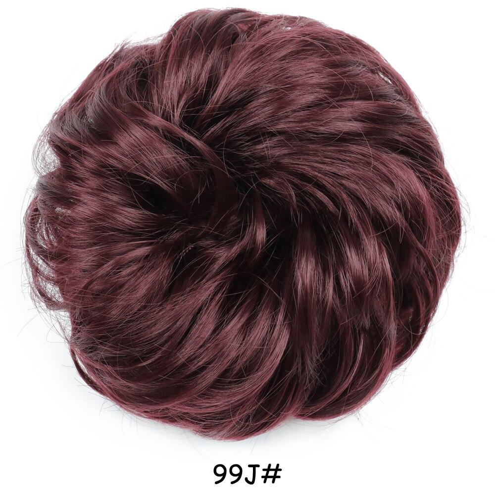 MISS WIG Women Messy Chignon Donut Hair Bun Fake Hair Elastic Chignon Synthetic Fiber Hairpiece Gray Black Brown Color