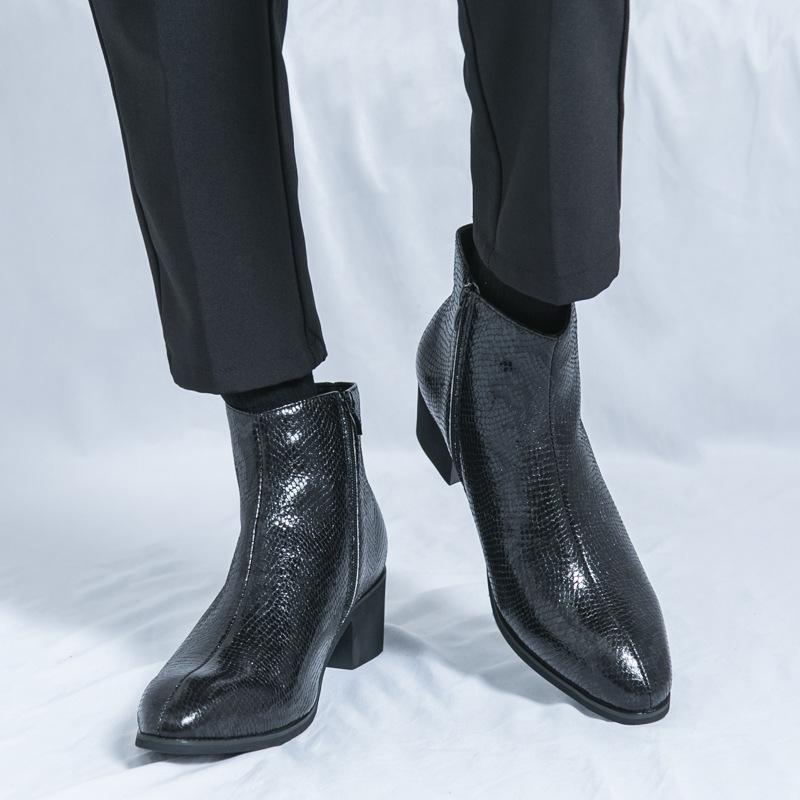 Импортные товары, большой размер 46, осень-зима, новые мужские повседневные модные кожаные ботинки «Челси», деловые, ретро, с боковой молнией, короткие ботинки для мужчин