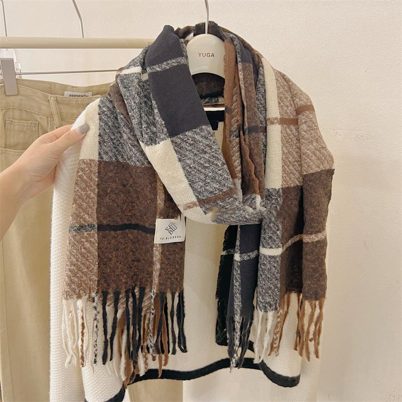 Женский шарф из пашмины, однотонный зимний кашемировый шарф, женские длинные шарфы, палантины для женщин