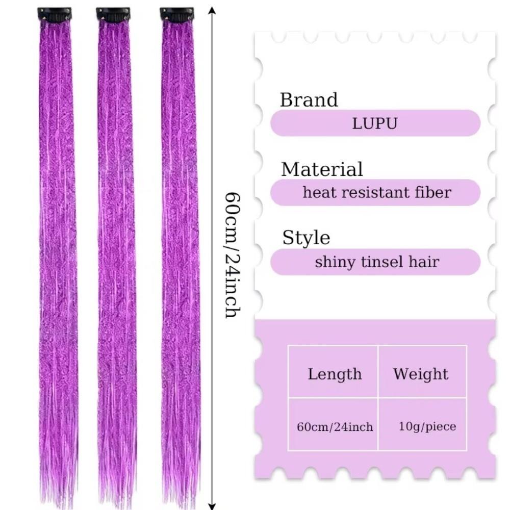 Мелирование Заколка Заколка в Наращивание Волос Блестящие Разноцветные Сказочные Волосы Мишура для Волос Синтетические Длинные Прямые Волосы Мелирование Девочки