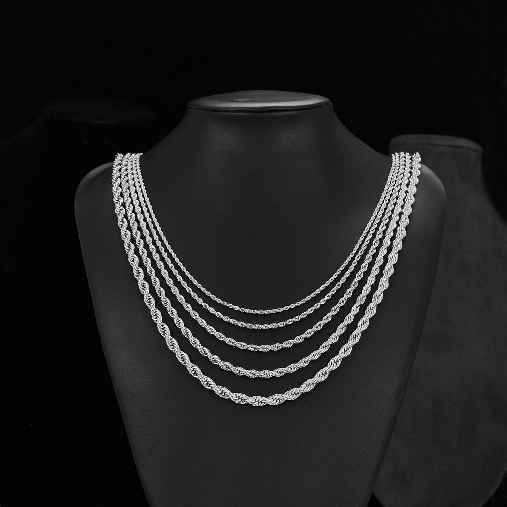 Мужская серебристая цепочка-чокер из нержавеющей стали с плетеным узором "крученый канат", женские модные водонепроницаемые аксессуары