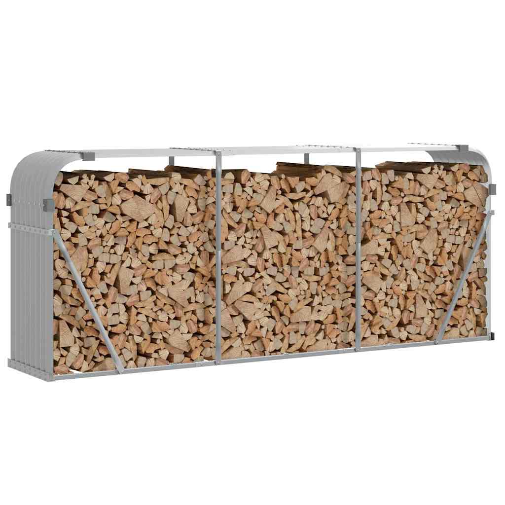 Firewood Storage Rack Light Gray 234x45x100 cm Galvanized Steel