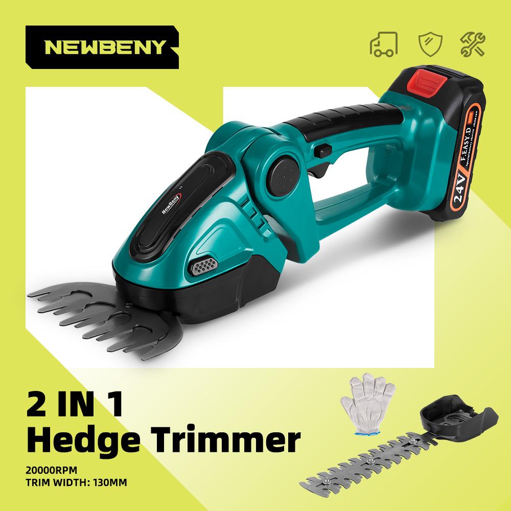 Newbeny Электрический триммер для живой изгороди 2 в 1, беспроводная эффективная бытовая секаторная пила, перезаряжаемые электроинструменты для батареи Makita 18 В
