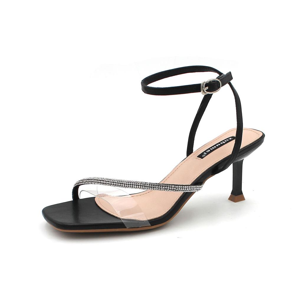 Сексуальные туфли на высоком каблуке с ремешками, женские односложные сандалии со стразами, женские босоножки на высоком каблуке в корейском стиле на шпильке