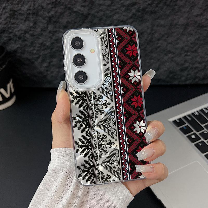 Лазерный чехол Camlet для Samsung Galaxy S24 FE S25 S24 S23 Ultra Plus A55 A56 A54 A25 A15 A16 A34 с винтажным узором тотем