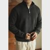 Men's Winter Long Sleeve V-Neck Zipper Polo Sweater 2024