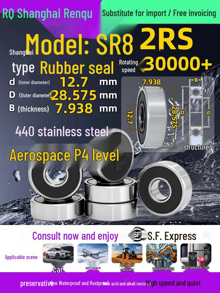 High-Speed Mini Micro Bearings Set: 440 Stainless Steel, 4 Models, 3 Bearings Each, Inner Diameter: 1, 2, 5, 6, 7, 8, 9, 10, 12mm