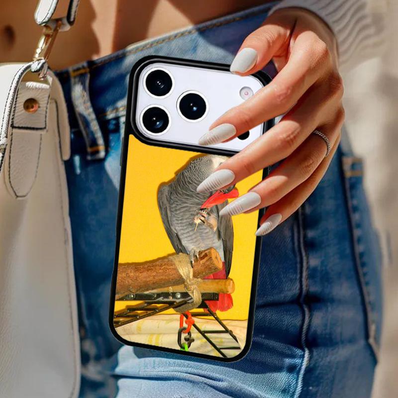 Чехол для телефона с африканским серым попугаем Для iPhone 17 Air 14 15 13 12 Max Чехол Для Apple 14 15 16 16e 11 Pro Max Plus Coque