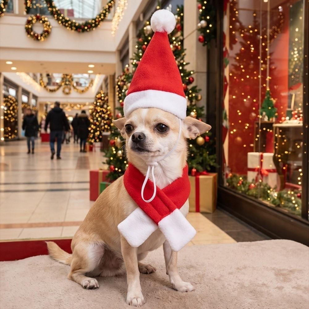 Reusable Dogs Cat Santa Hat Kit Comfortable To Wear Dogs Cats Cosplay Hat Christmas Party
