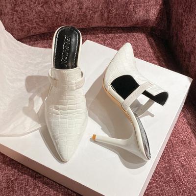 Женские модные тапочки большого размера, осенние, новые, с острым носком, с неглубокой полостью, дышащие, на очень высоком каблуке