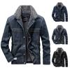 Мужская осенне-зимняя шерстяная повседневная винтажная потертая джинсовая куртка пальто
