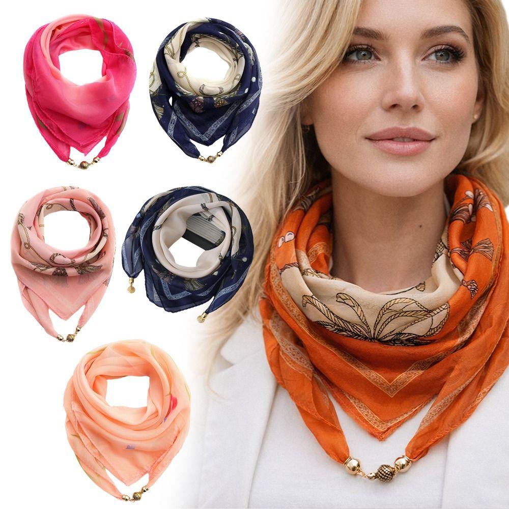 Luxury Silk Scarf Magnetic Buckle Headscarf Fashion Headscarves Spring