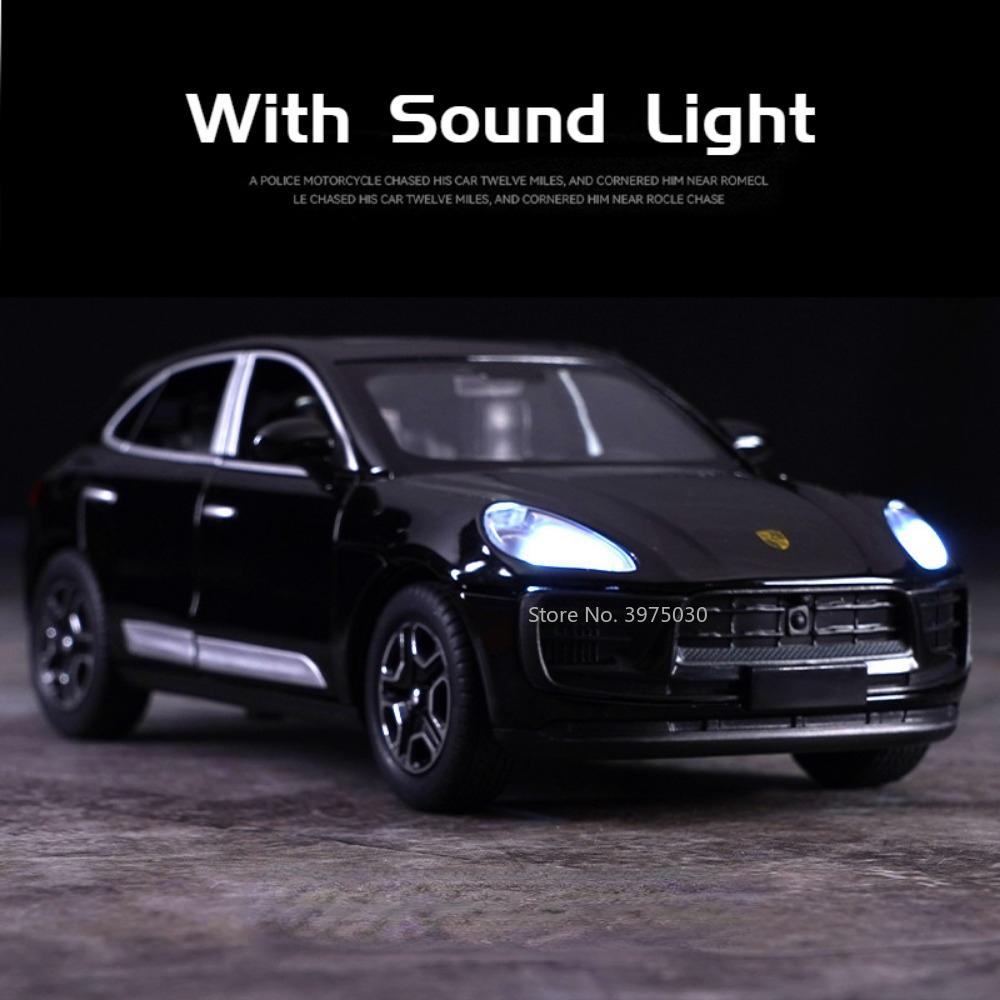 1/32 Porsche Macan T SUV Модель автомобиля из цинкового сплава, литая игрушка-симулятор со звуком и светом, коллекционная, украшает подарок на день рождения мальчика