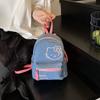 Hello Kitty Embroidered Denim Backpack With Zipper Closure For Casual Outings
