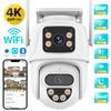 WIFI IP Camera 4K 8MP HD Dual Lens Security PTZ Camera Dual Screen Outdoor Auto Tracking Audio Vedio Surveillance Camera iCSee