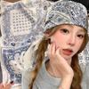 Корейский шелковый платок с принтом кешью Черно-синий платок для волос Универсальная повязка на голову Пояса на талию Платок Модные аксессуары для повседневного использования