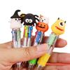 10PCS Halloween Mini Four-Color Ballpoint Pen Cute Cartoon Colored Pen Gift Elementary School Prizes