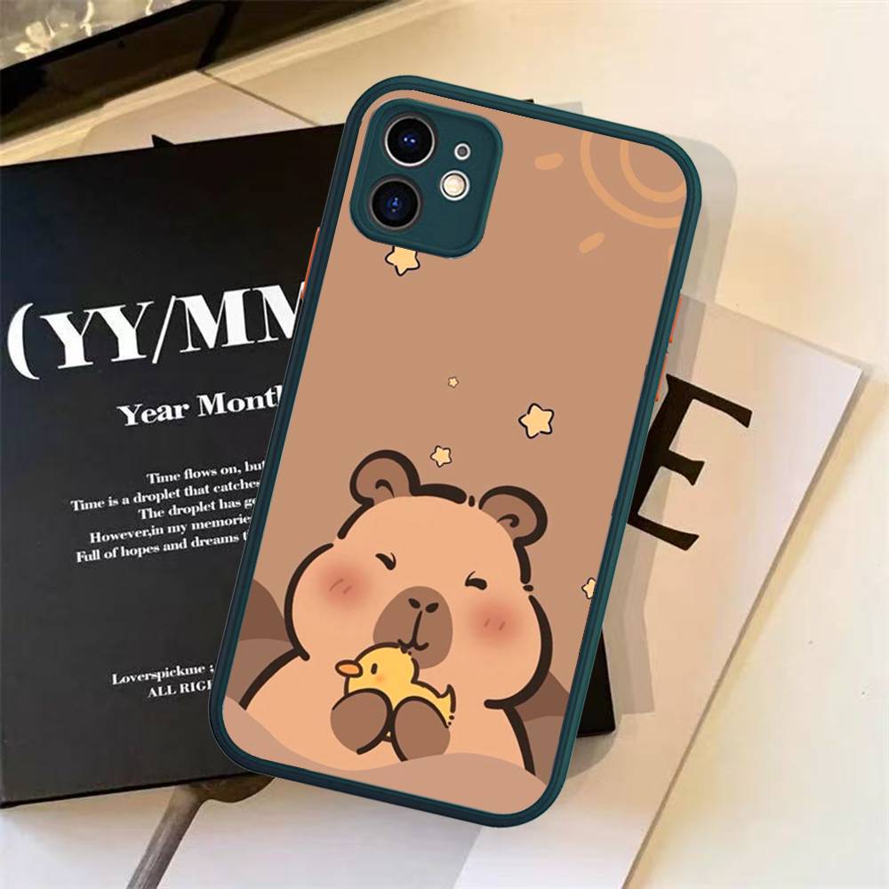 Cute Cartoon Capybara For Silicone Matte Phone Case For iPhone 16 Pro Max 15 14 13 12 11 X XS MAX