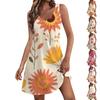 Women's Casual V Neck Floral Print Dress With Pockets Beach Dress