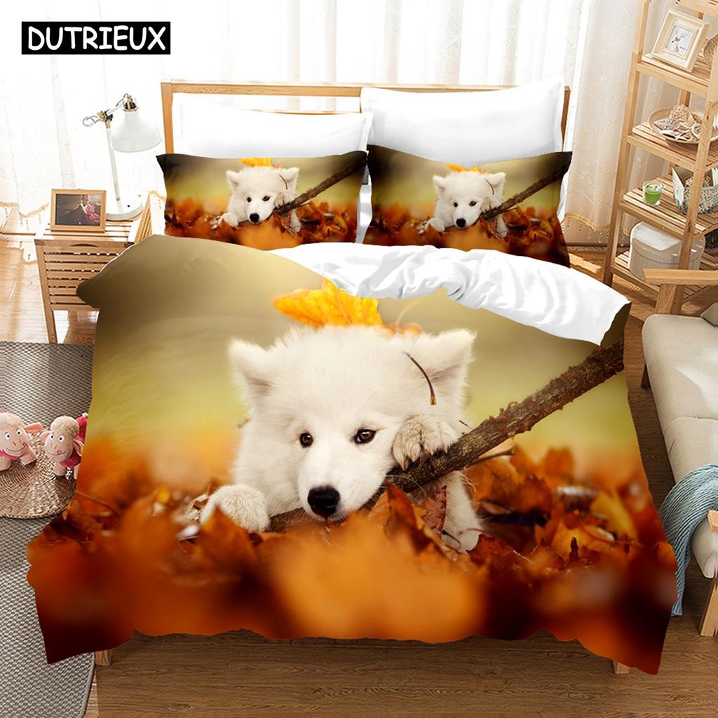 3D Комплекты постельного белья Самоед Набор пододеяльника с наволочкой Твин Фул Квин Кинг Постельные принадлежности Постельное белье