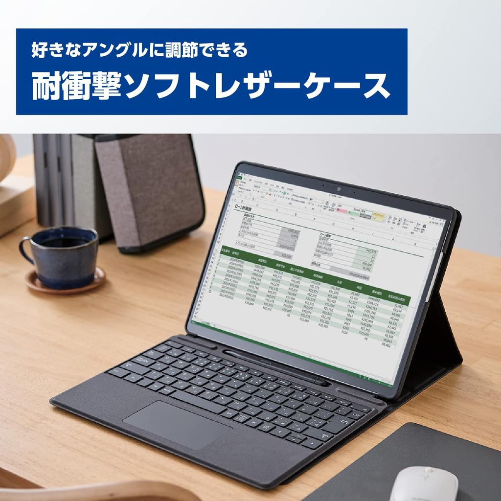 Elecom Мягкий кожаный чехол Surface With Generation, защитный чехол со свободным углом наклона, совместимая с клавиатурой для хранения сенсорного пера черного цвета ProX/8/9/9 5G/10/11