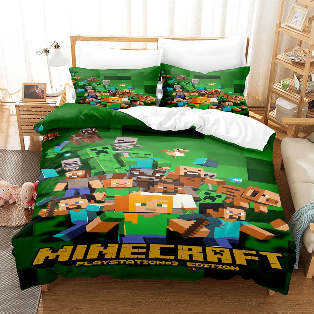 Three-piece home textile four-piece set, cartoon ROBLOX My World digital printing bedding