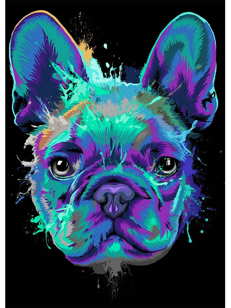 Абстрактная акварель, французский бульдог, мопс, постеры, печать на холсте, красочная картина с изображением собаки, настенная живопись для гостиной, Куадрос