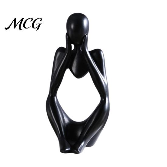 Minimalist Art Statue Thinker Statue, Modern Abstract Sculpture, 3D Printed Home Office Decoration Collectible Figurine for Bookshelf Desktop